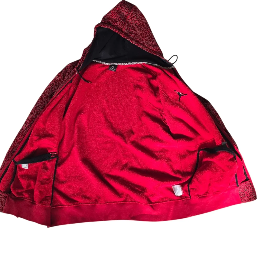 Vintage NIKE Air JORDAN Bulls Red Elephant Zip Hoodie Sweatshirt Sweater XXL
